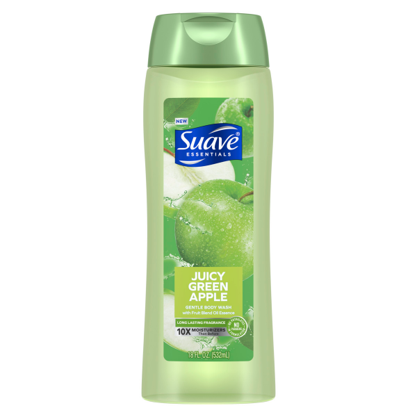 slide 8 of 25, Suave Essentials Gentle Body Wash Juicy Green Apple With a Fruit Oil Blend Essence Infused with Vitamin E & Apple Extract 18 oz, 18 oz