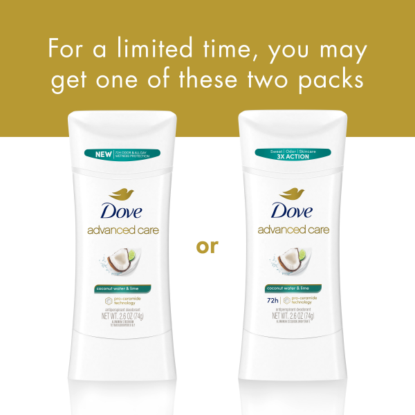 slide 20 of 29, Dove Advanced Care Antiperspirant Deodorant Stick Coconut Water & Lime Scent 2.6 Oz, 2.6 oz
