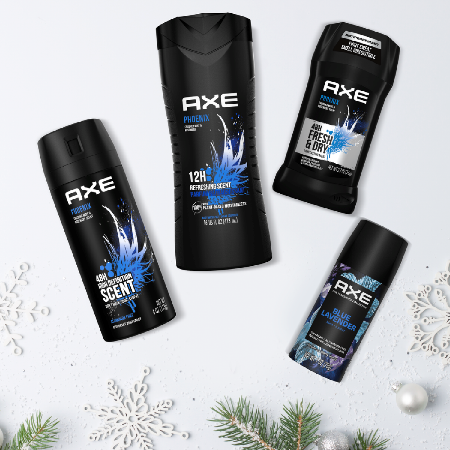 slide 3 of 4, Axe Freshest Holiday Gift Set: Body Wash, Body Spray, Antiperspirant Deodo For Long-Lasting Protection & Irresistible Fragrance, Phoenix Mint & Rosemary With 12h Refreshing Scent & 48h Dryness, 4 Ct, 1 ct