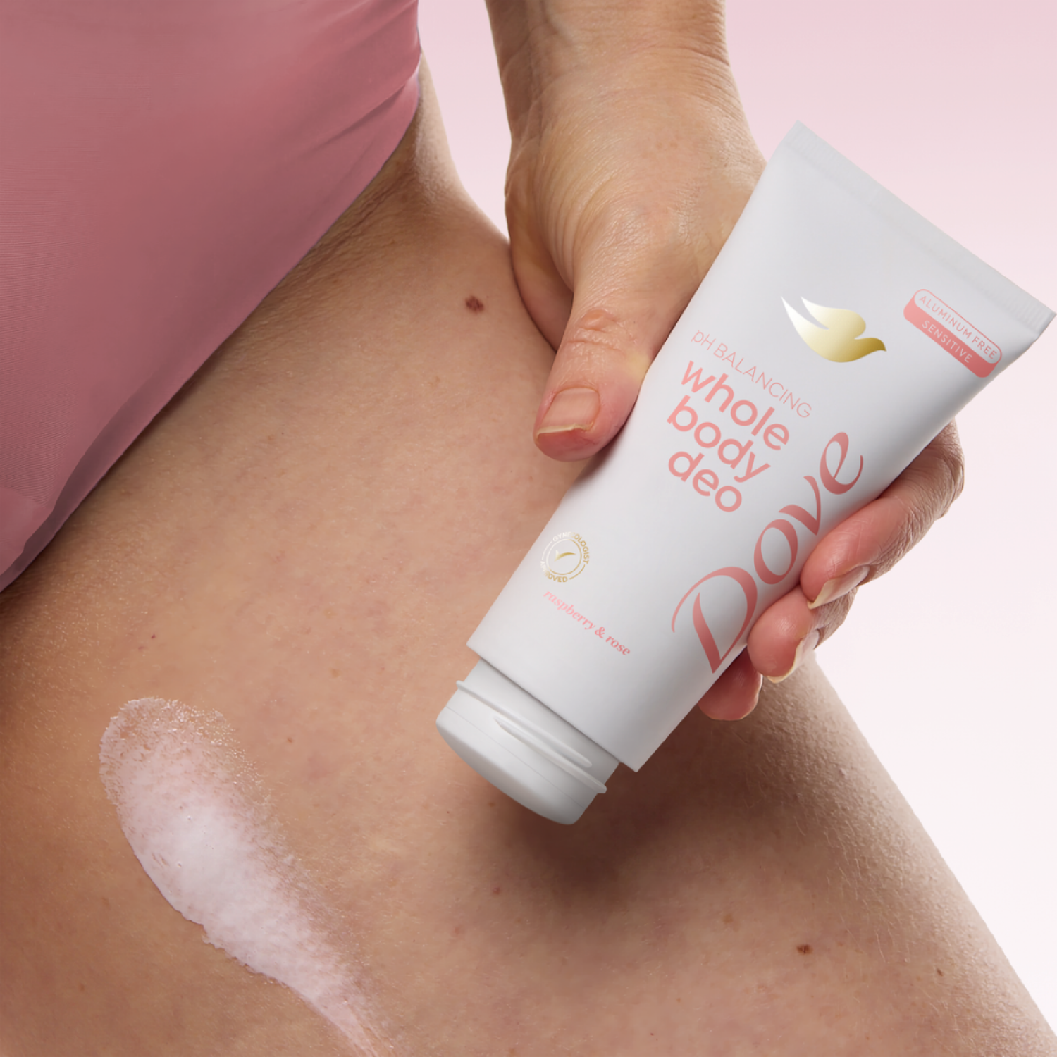 slide 3 of 6, Dove Whole Body Deodorant Aluminum Free pH Balancing Cream Raspberry & Rose for 72h Odor Control 2.5oz, 2.5 oz