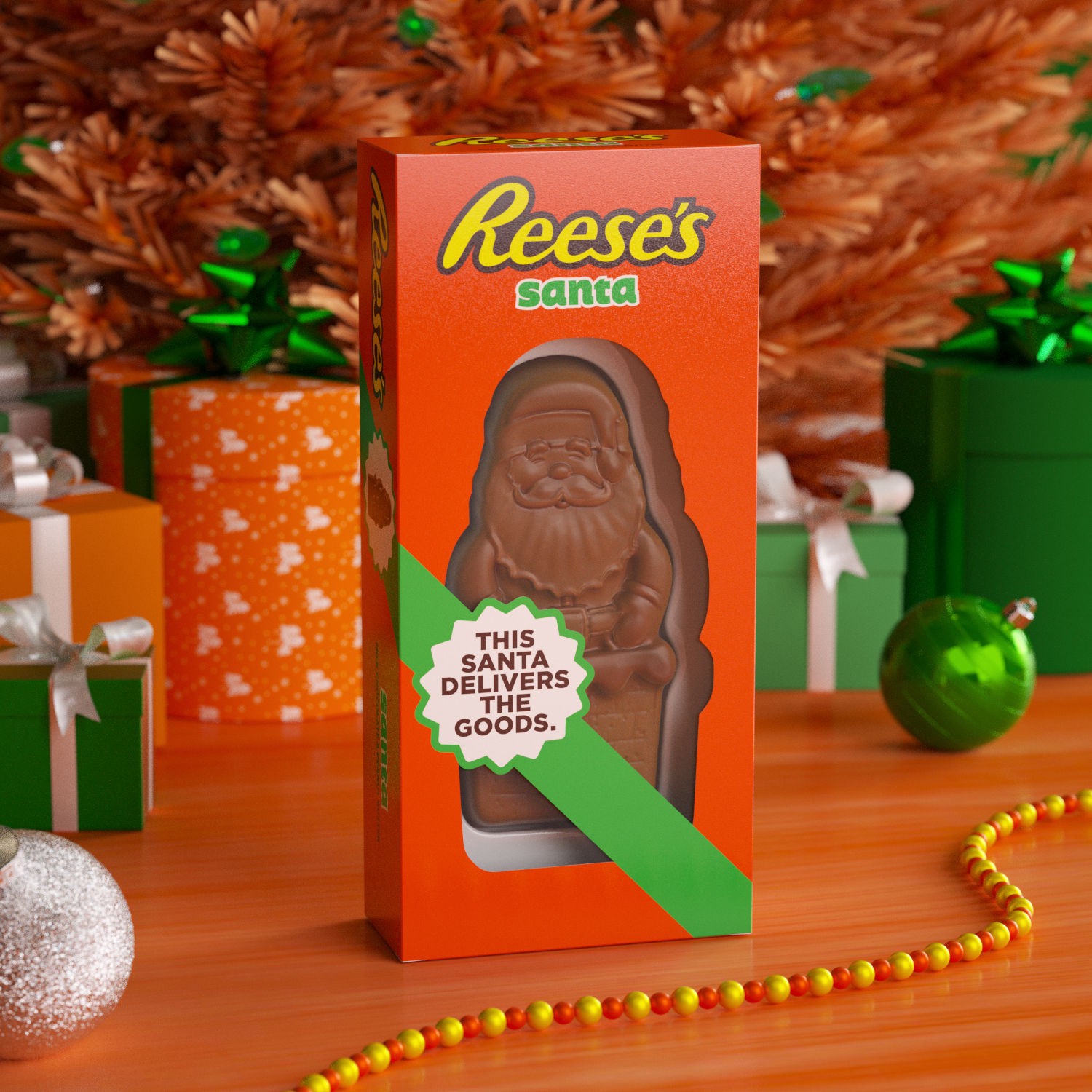 slide 8 of 8, Reese's Milk Chocolate Peanut Butter Santa, Christmas Candy Box, 16 oz, 16 oz