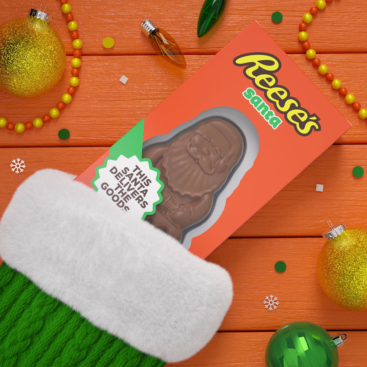 slide 4 of 8, Reese's Milk Chocolate Peanut Butter Santa, Christmas Candy Box, 16 oz, 16 oz