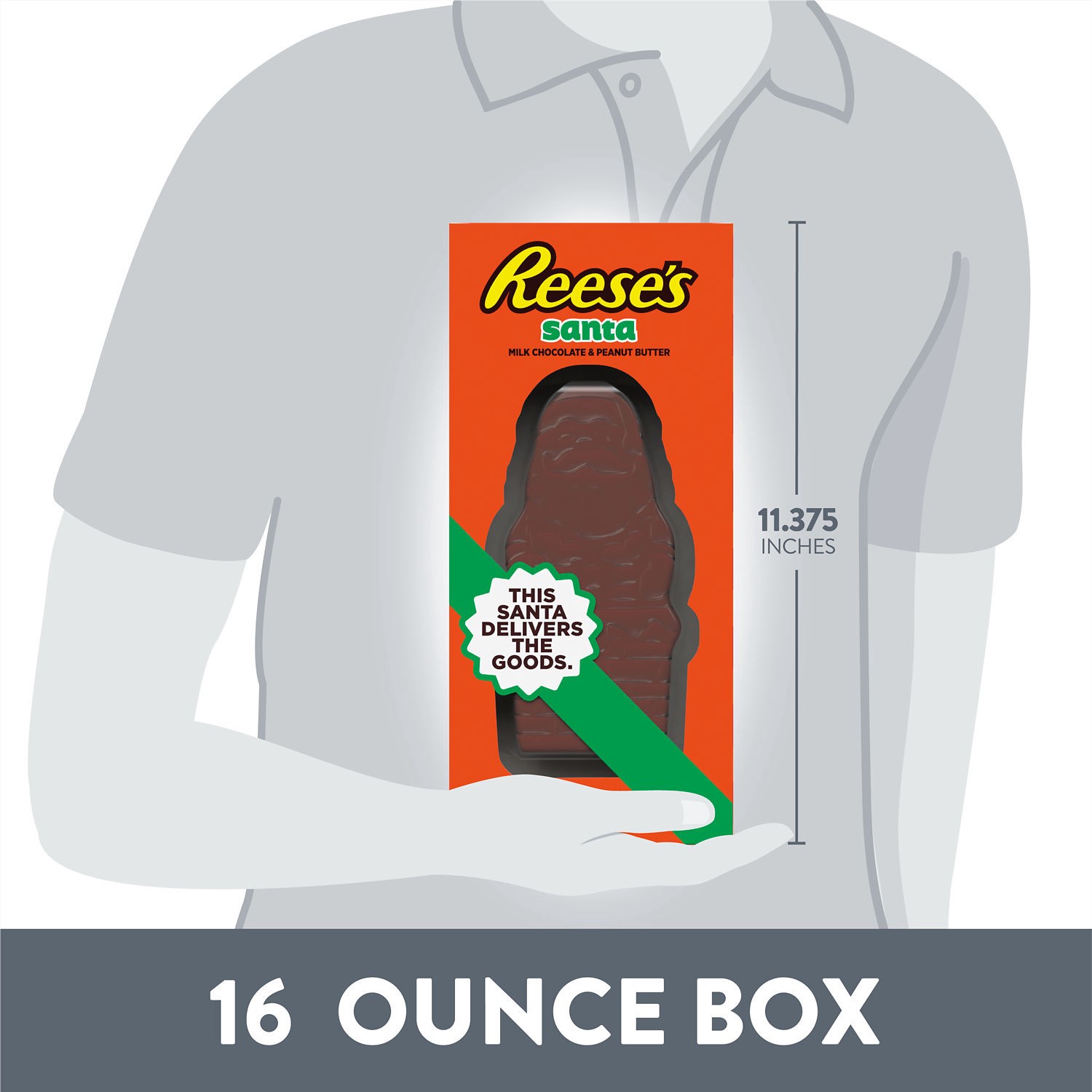 slide 2 of 8, Reese's Milk Chocolate Peanut Butter Santa, Christmas Candy Box, 16 oz, 16 oz