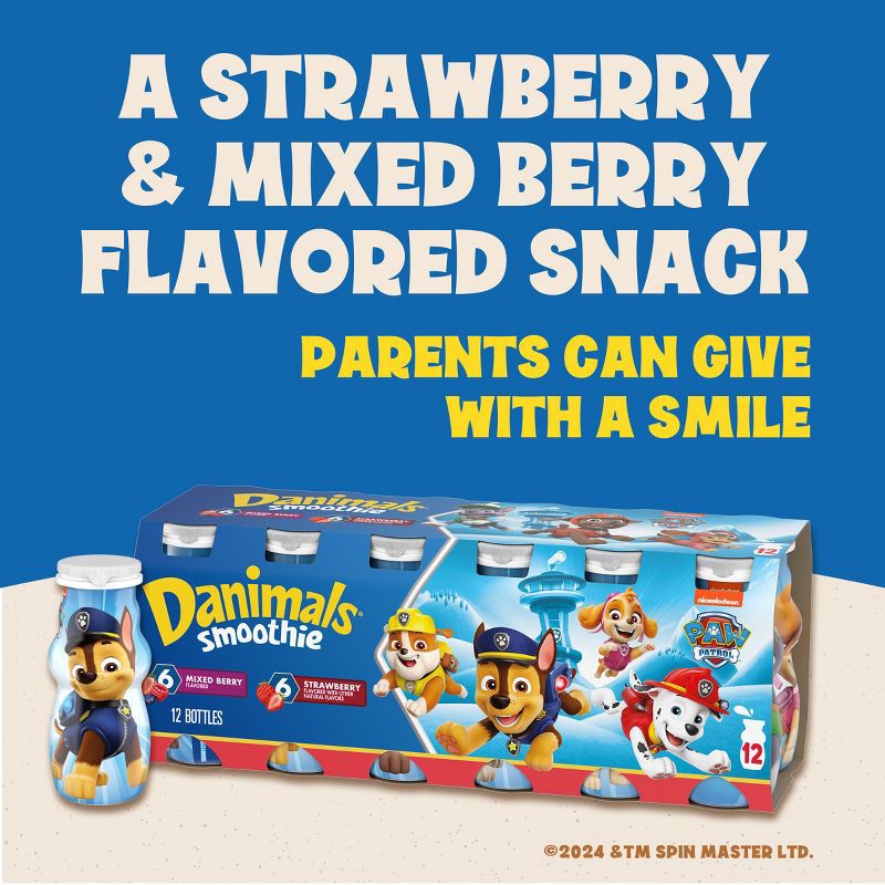 slide 3 of 16, Danimals Strawberry & Mixed Berry Kids' Smoothies - 12ct/3.1 fl oz Bottles, 12 ct; 3.1 fl oz