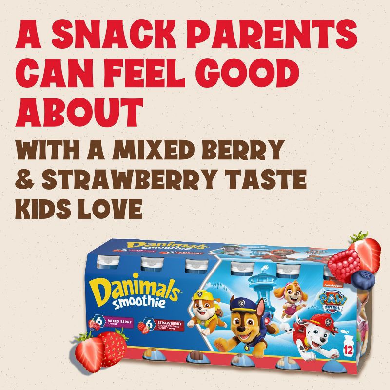 slide 3 of 12, Danimals Strawberry & Mixed Berry Kids' Smoothies - 12ct/3.1 fl oz Bottles, 12 ct; 3.1 fl oz