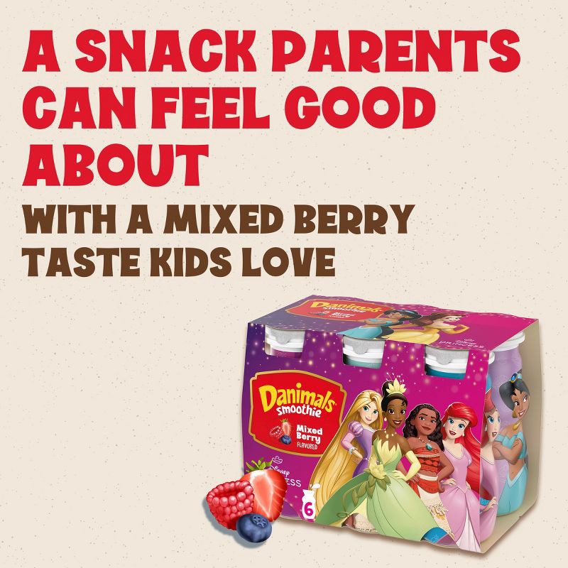 slide 3 of 12, Danimals Mixed Berry Kids' Smoothies - 6ct/3.1 fl oz Bottles, 6 ct; 3.1 fl oz