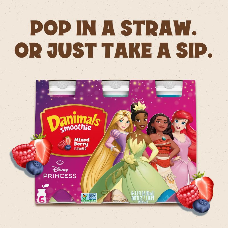 slide 5 of 12, Danimals Mixed Berry Kids' Smoothies - 6ct/3.1 fl oz Bottles, 6 ct; 3.1 fl oz