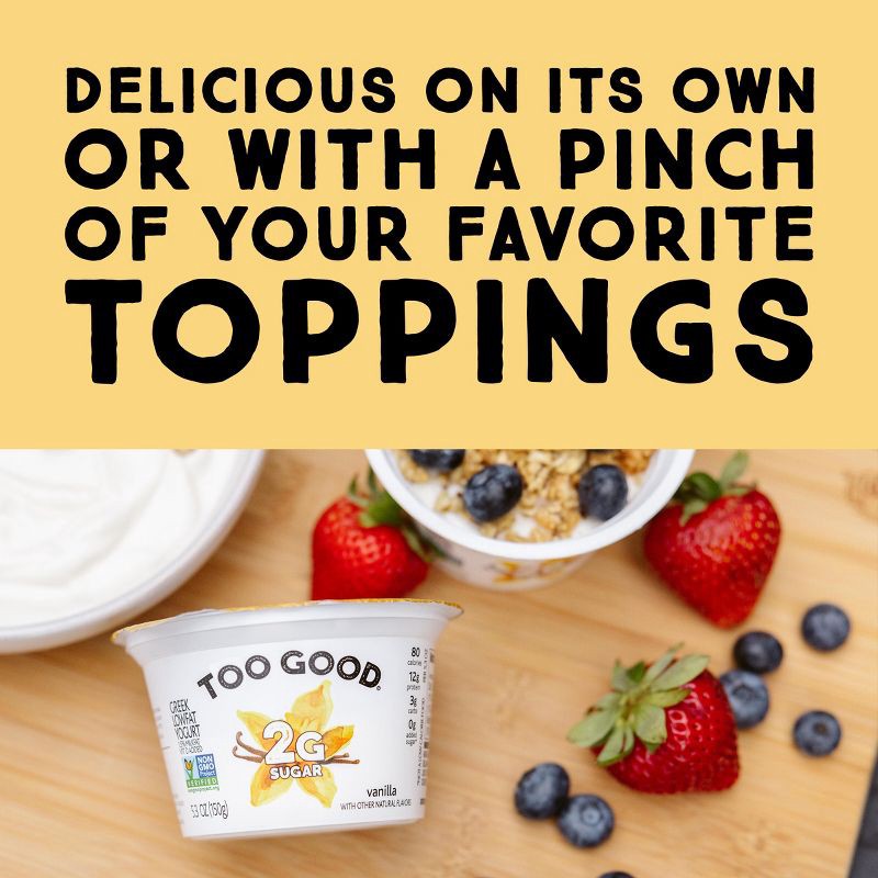 slide 6 of 11, TWO GOOD Too Good Low Fat Lower Sugar Mixed Berry Greek Yogurt - 4ct/5.3oz Cups, 4 ct; 5.3 oz