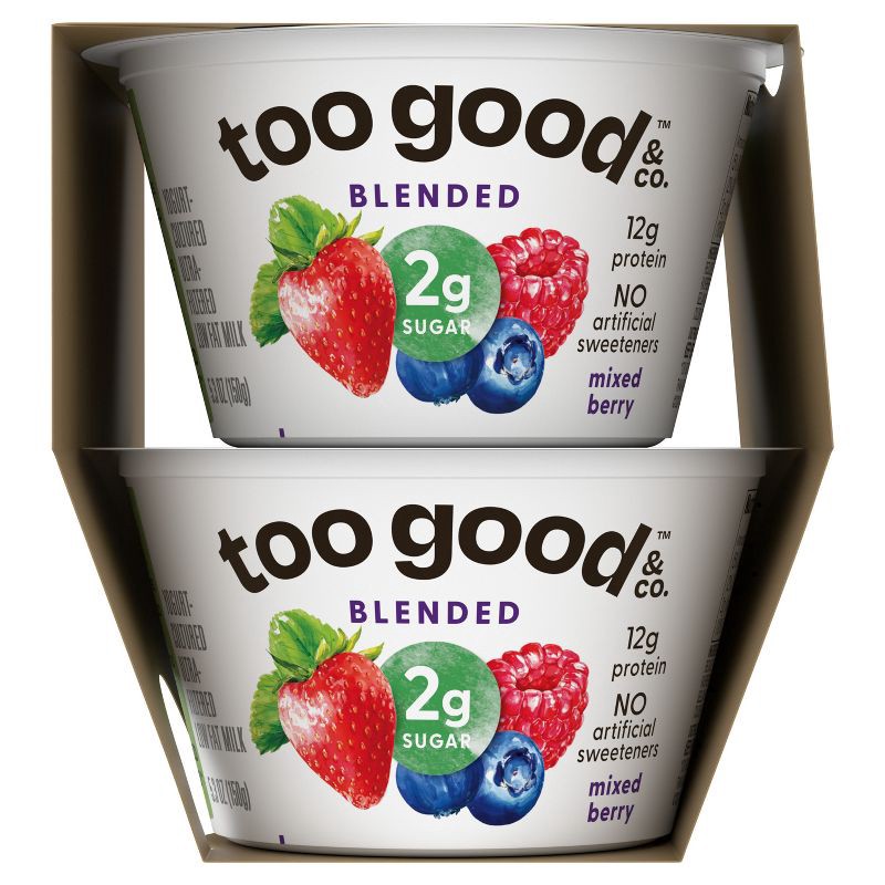 slide 6 of 7, Too Good & Co. Low Fat Lower Sugar Mixed Berry Greek Yogurt - 12g Protein 4ct/5.3oz Cups, 12 gram, 4 ct, 5.3 oz