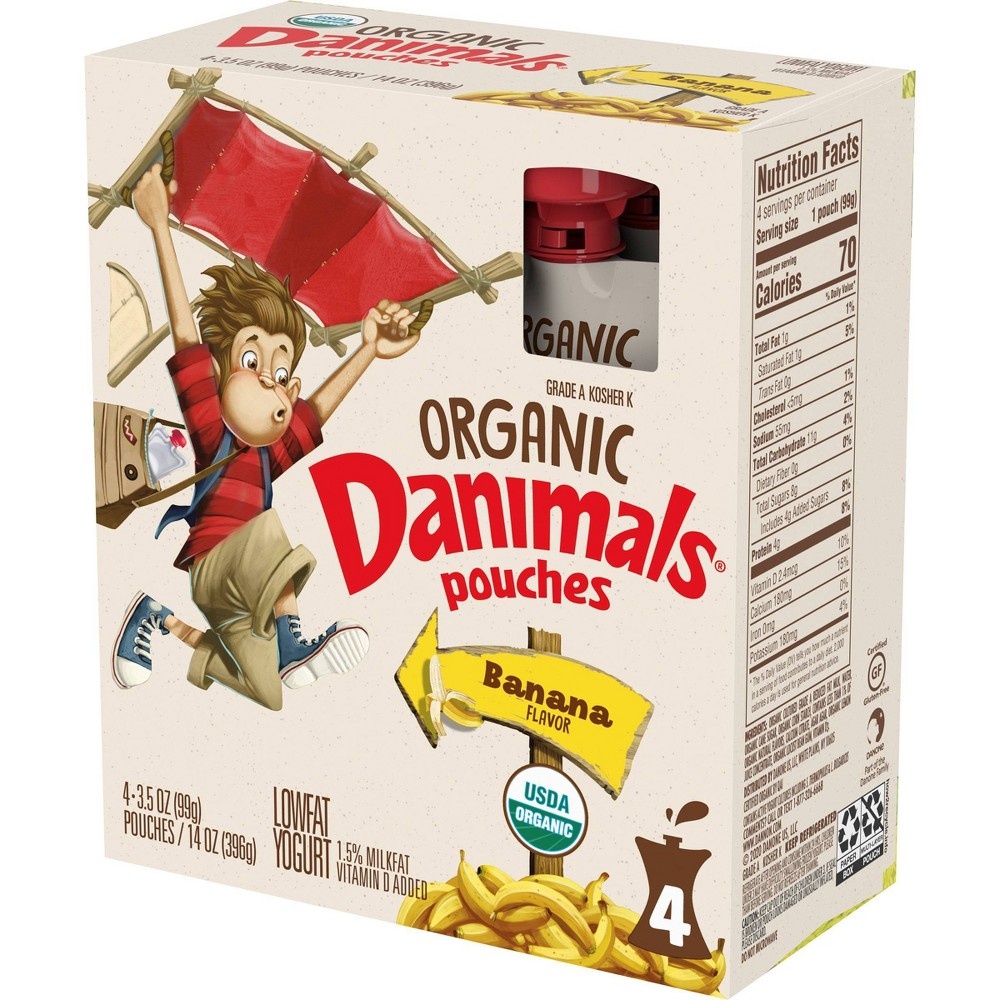 slide 7 of 8, DANNON Danimals Organic Banana Kids' Yogurt, 4 ct, 3.5 oz