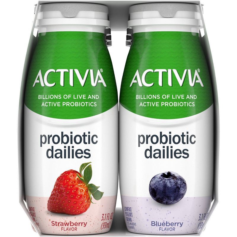 slide 10 of 19, Activia Probiotic Dailies Strawberry & Blueberry Yogurt Drink - 8ct/3.1 fl oz Bottles, 8 ct; 3.1 fl oz