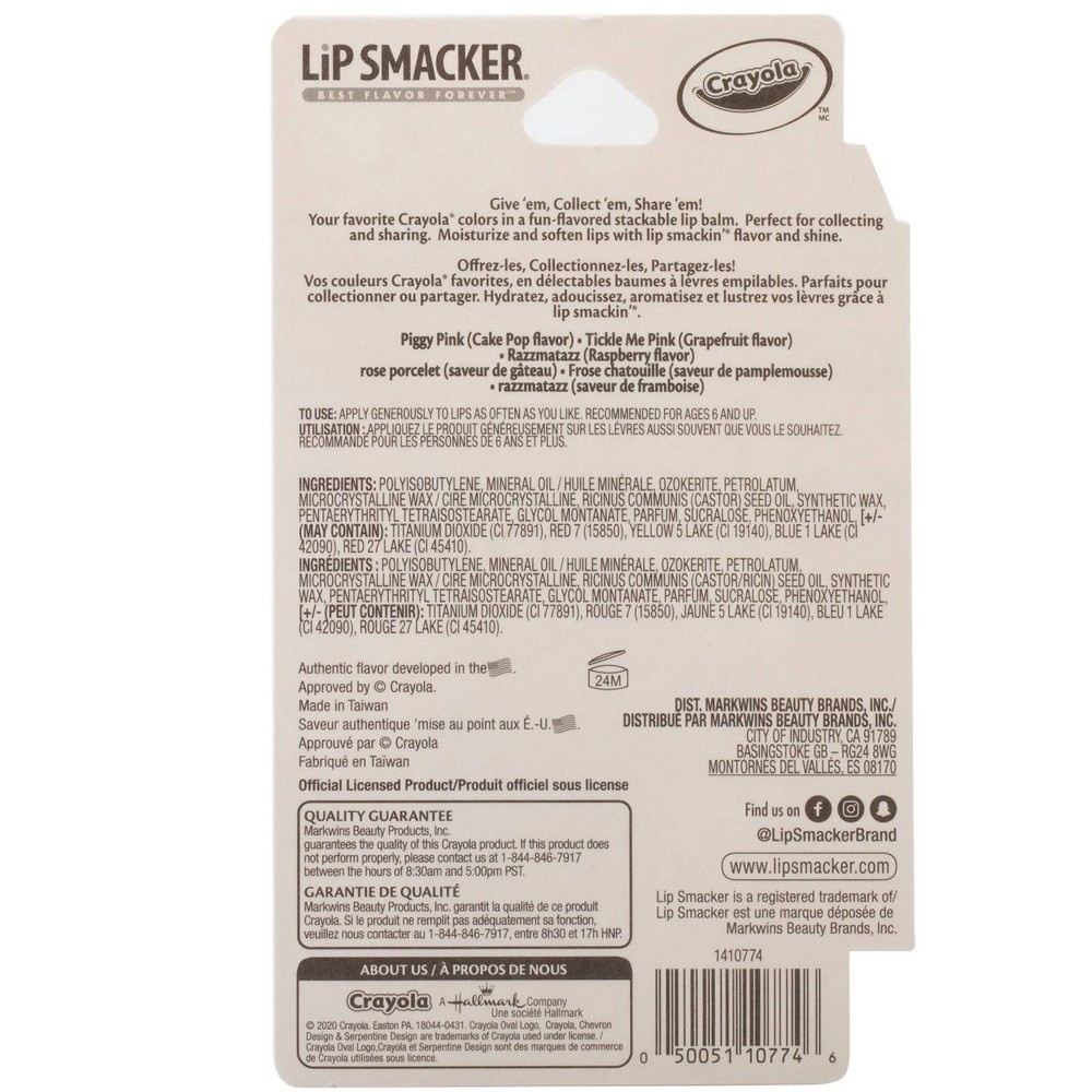 slide 5 of 5, Lip Smacker Crayola Stackable Lip Makeup Trio - Pink, 0.03 oz