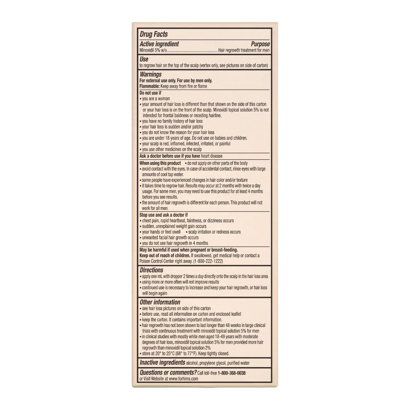 slide 5 of 5, hims Minoxidil Serum - Extra Strength Topical Hair Regrowth Solution for Men - 2 fl oz, 2 fl oz