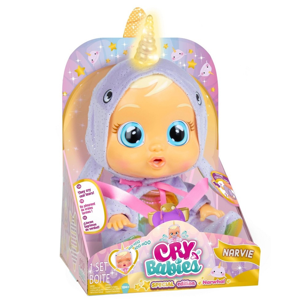 slide 2 of 5, Cry Babies Narvie Baby Doll - Narwhal, 1 ct