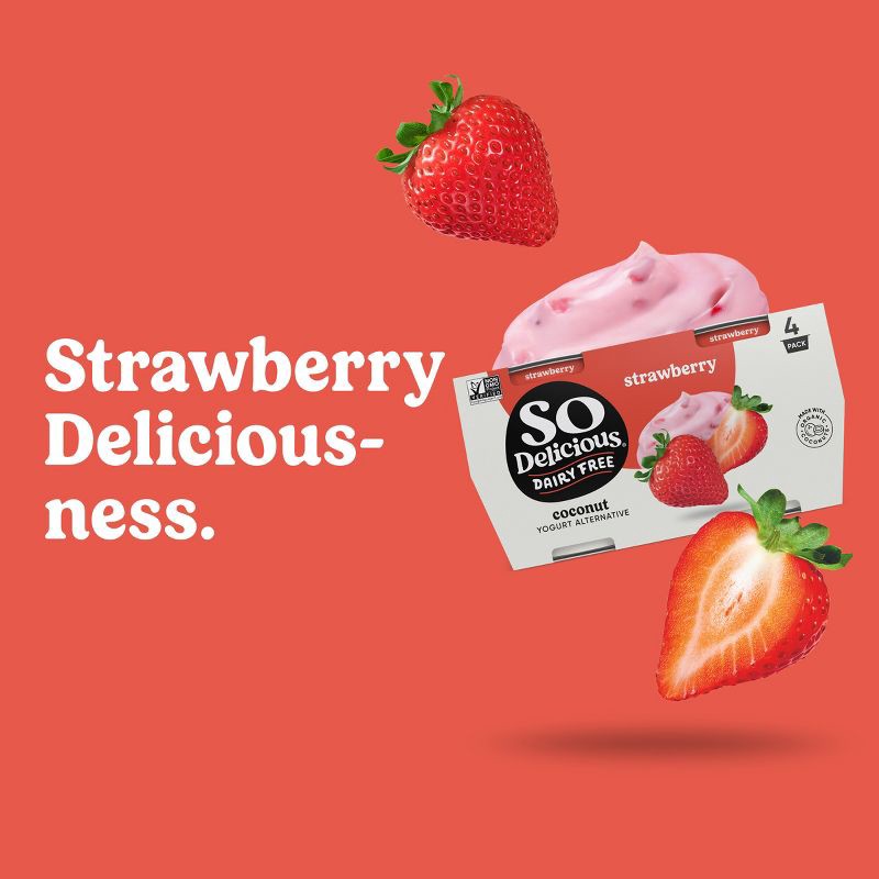 slide 3 of 11, So Delicious Dairy Free Strawberry Coconut Milk Yogurt - 4ct/5.3oz Cups, 4 ct; 5.3 oz