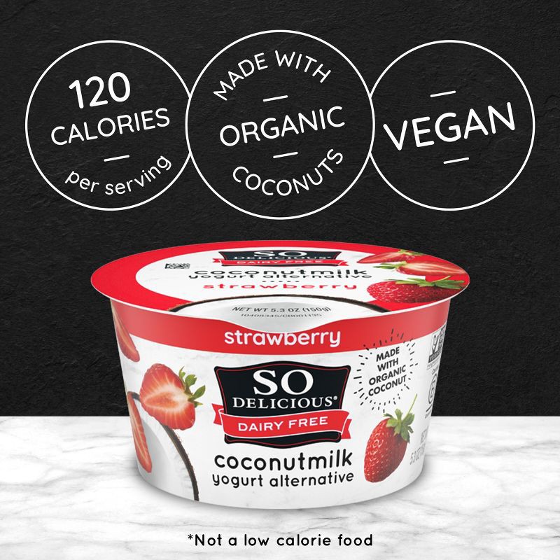 slide 6 of 9, So Delicious Dairy Free Strawberry Coconut Milk Yogurt - 4ct/5.3oz Cups, 4 ct; 5.3 oz