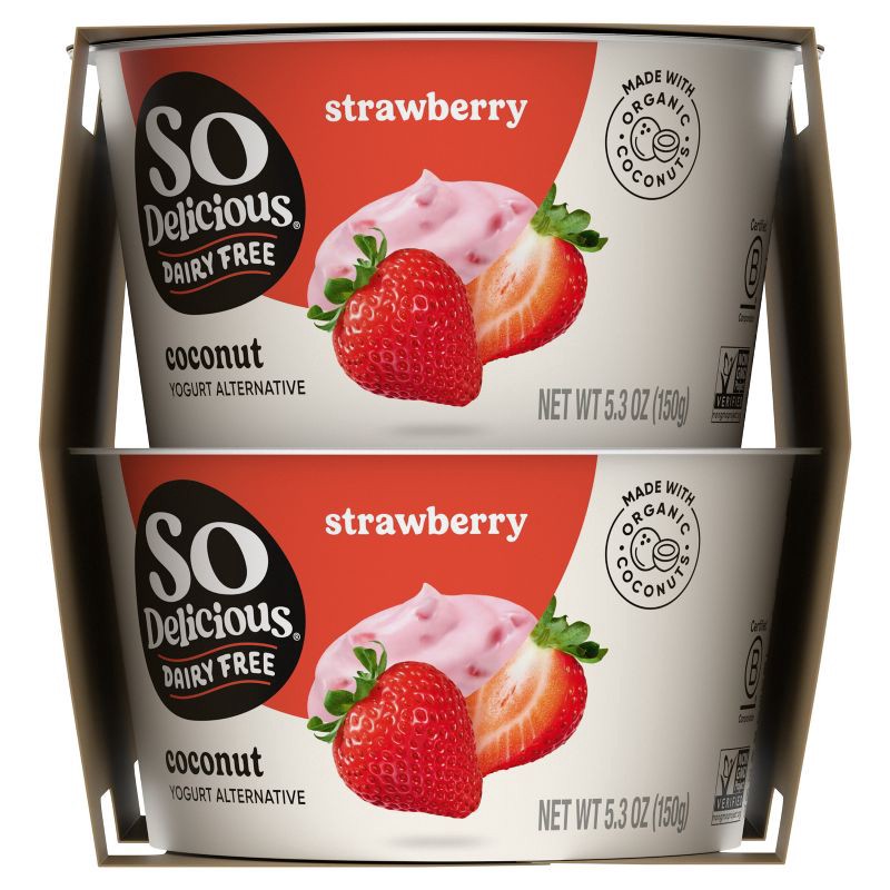 slide 9 of 11, So Delicious Dairy Free Strawberry Coconut Milk Yogurt - 4ct/5.3oz Cups, 4 ct; 5.3 oz