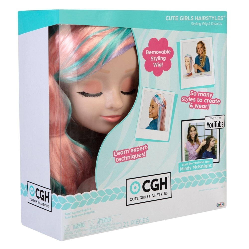 slide 5 of 9, Cute Girls Hairstyles Cute Girl Hairstyles Pink, Blue, Purple & Blonde Wig With Display Toy Beauty Playset, 1 ct