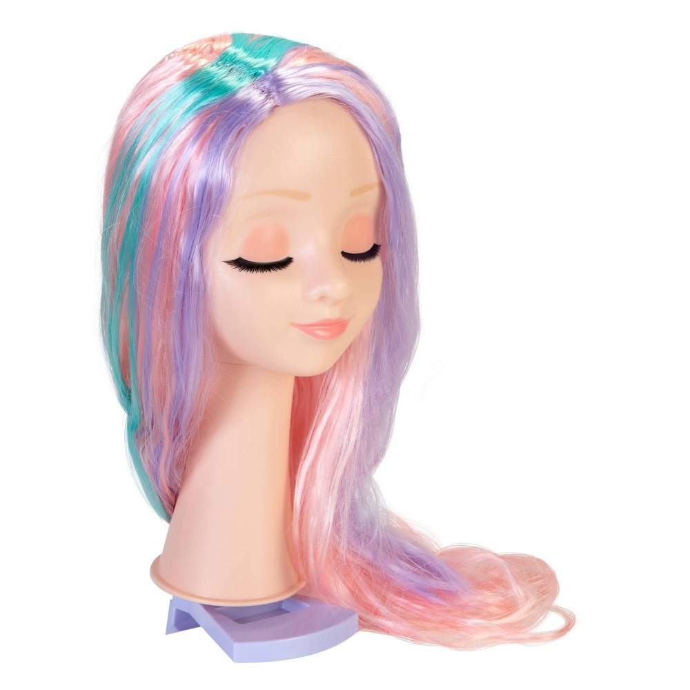 slide 7 of 9, Cute Girls Hairstyles Cute Girl Hairstyles Pink, Blue, Purple & Blonde Wig With Display Toy Beauty Playset, 1 ct