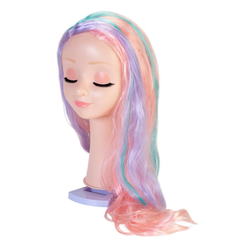 slide 8 of 9, Cute Girls Hairstyles Cute Girl Hairstyles Pink, Blue, Purple & Blonde Wig With Display Toy Beauty Playset, 1 ct