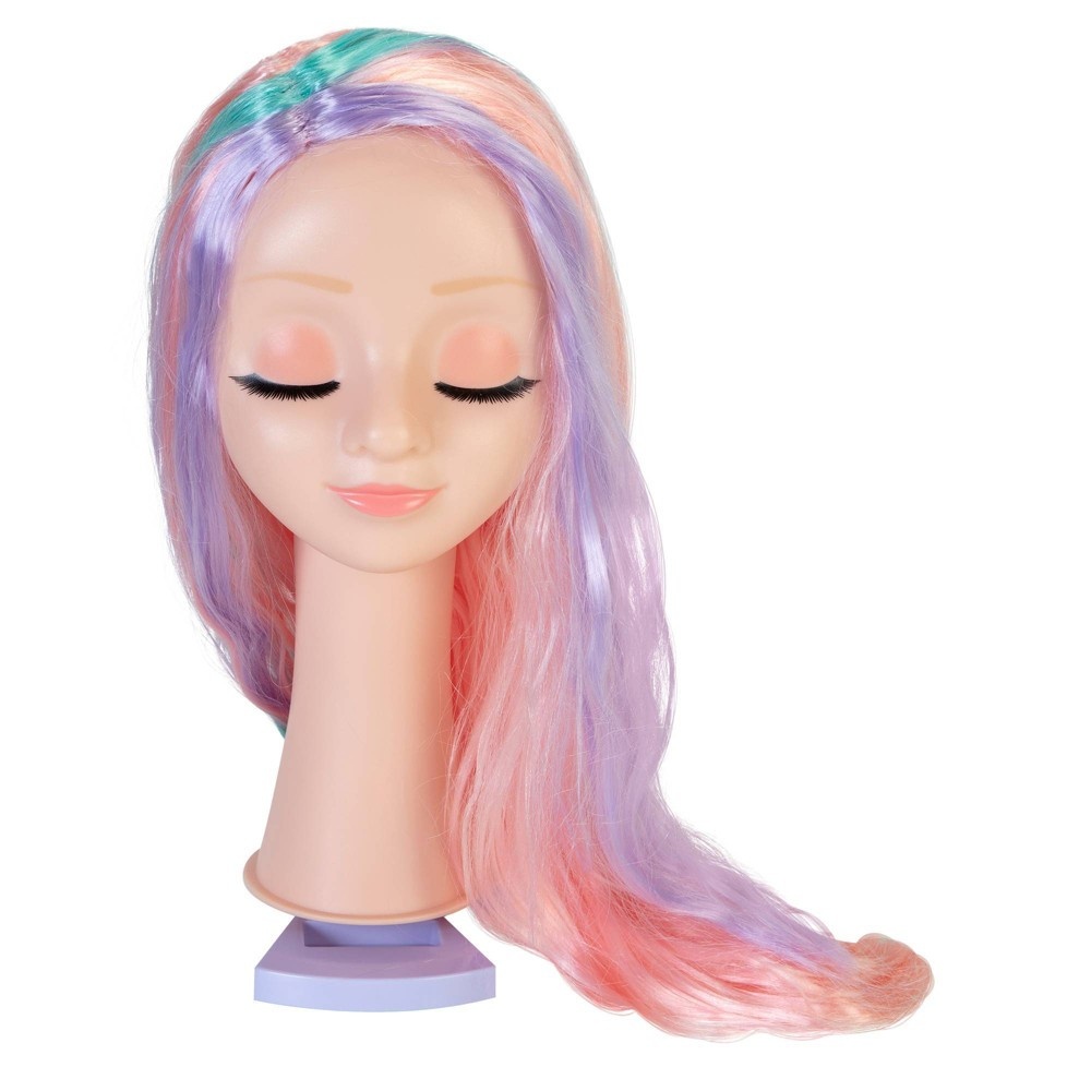 slide 9 of 9, Cute Girls Hairstyles Cute Girl Hairstyles Pink, Blue, Purple & Blonde Wig With Display Toy Beauty Playset, 1 ct