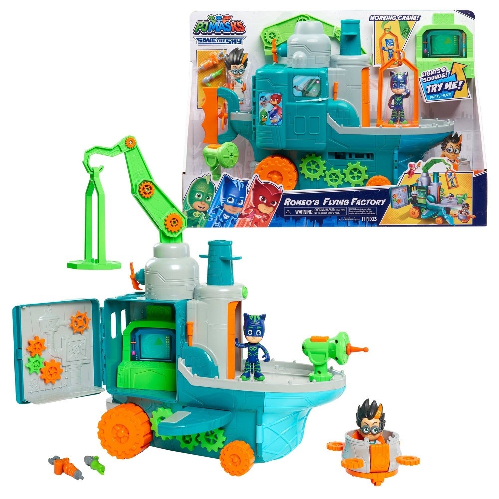 slide 8 of 10, PJ Masks Romeo's Flying Factory Playset, 1 ct