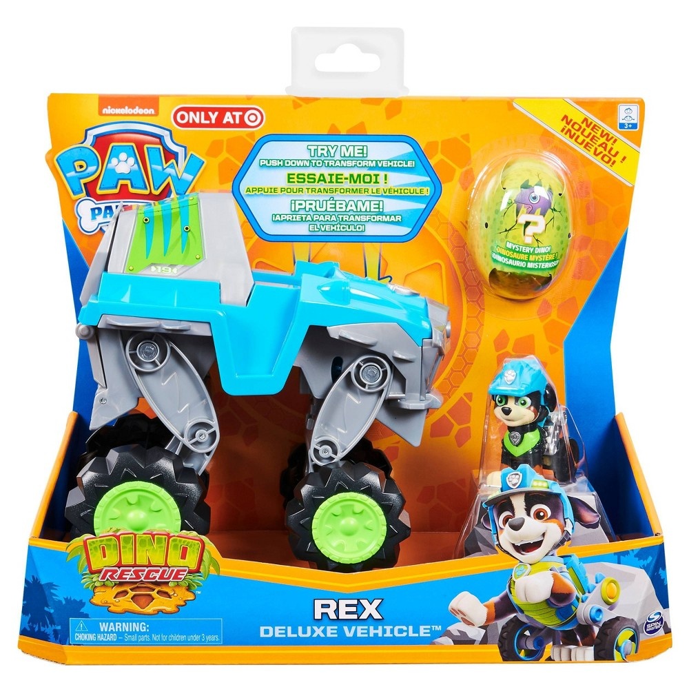 slide 9 of 9, PAW Patrol Dino Rescue Rex's Deluxe Rev Up Vehicle with Mystery Dinosaur Figure, 1 ct