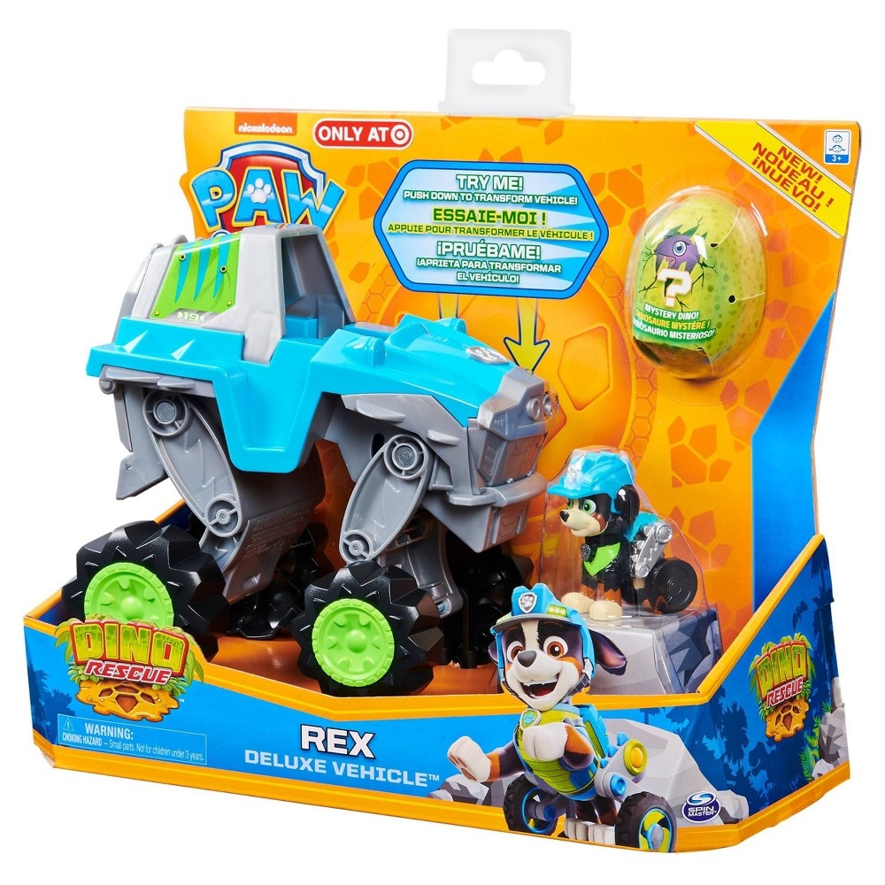 slide 7 of 9, PAW Patrol Dino Rescue Rex's Deluxe Rev Up Vehicle with Mystery Dinosaur Figure, 1 ct