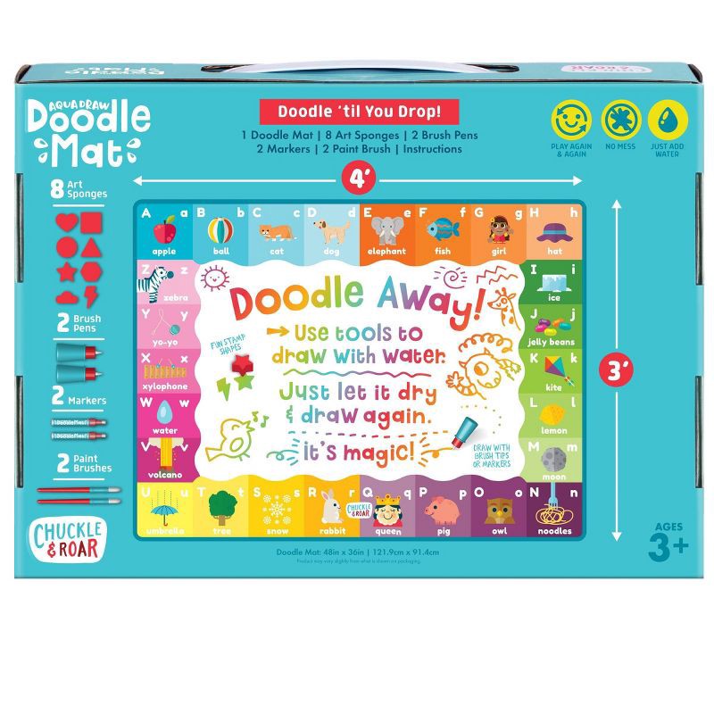 slide 2 of 4, Chuckle & Roar Jumbo 4' x 3' Aqua Draw Doodle Mat, 1 ct
