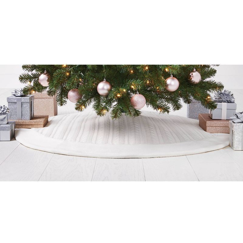 slide 2 of 3, Cable Knit Christmas Tree Skirt Ivory - Wondershop™, 1 ct