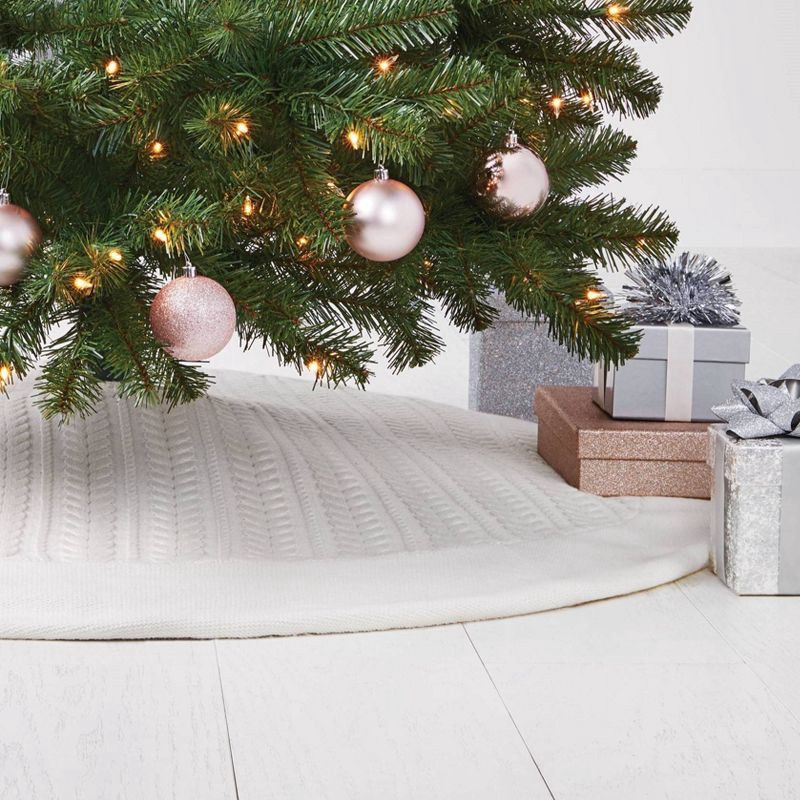 slide 3 of 3, Cable Knit Christmas Tree Skirt Ivory - Wondershop™, 1 ct