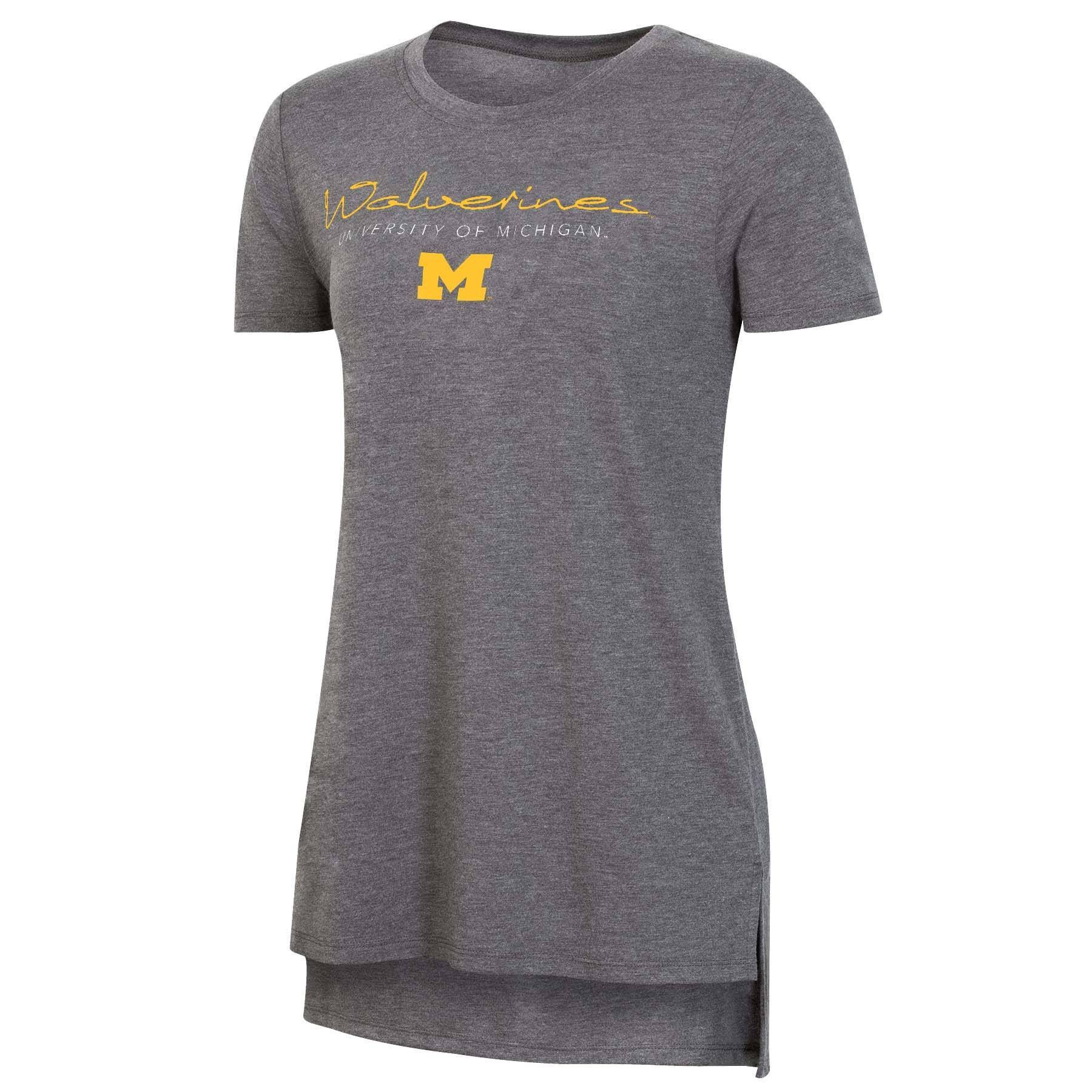 slide 1 of 2, NCAA Michigan Wolverines Women's Short Sleeve Gray Drape T-Shirt - XL, 1 ct