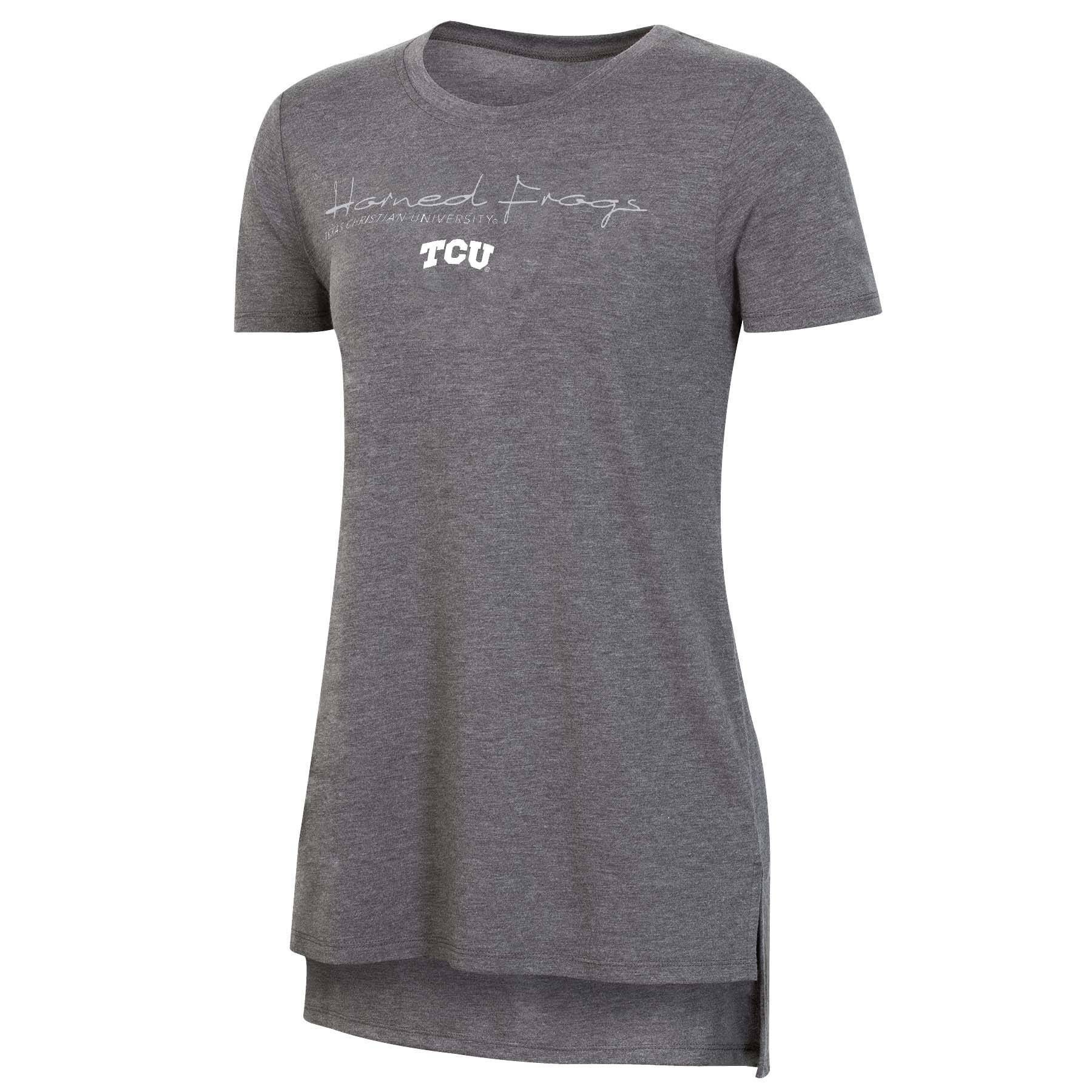 slide 1 of 2, NCAA TCU Horned Frogs Women's Short Sleeve Gray Drape T-Shirt - XL, 1 ct