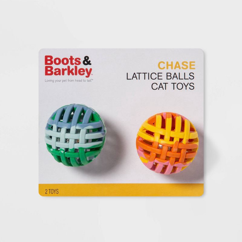 slide 2 of 3, Rubber Lattice Tie Dye Cat Toy Balls - 2pk - Boots & Barkley™, 2 ct