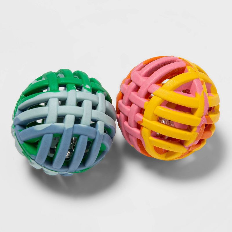 slide 3 of 3, Rubber Lattice Tie Dye Cat Toy Balls - 2pk - Boots & Barkley™, 2 ct