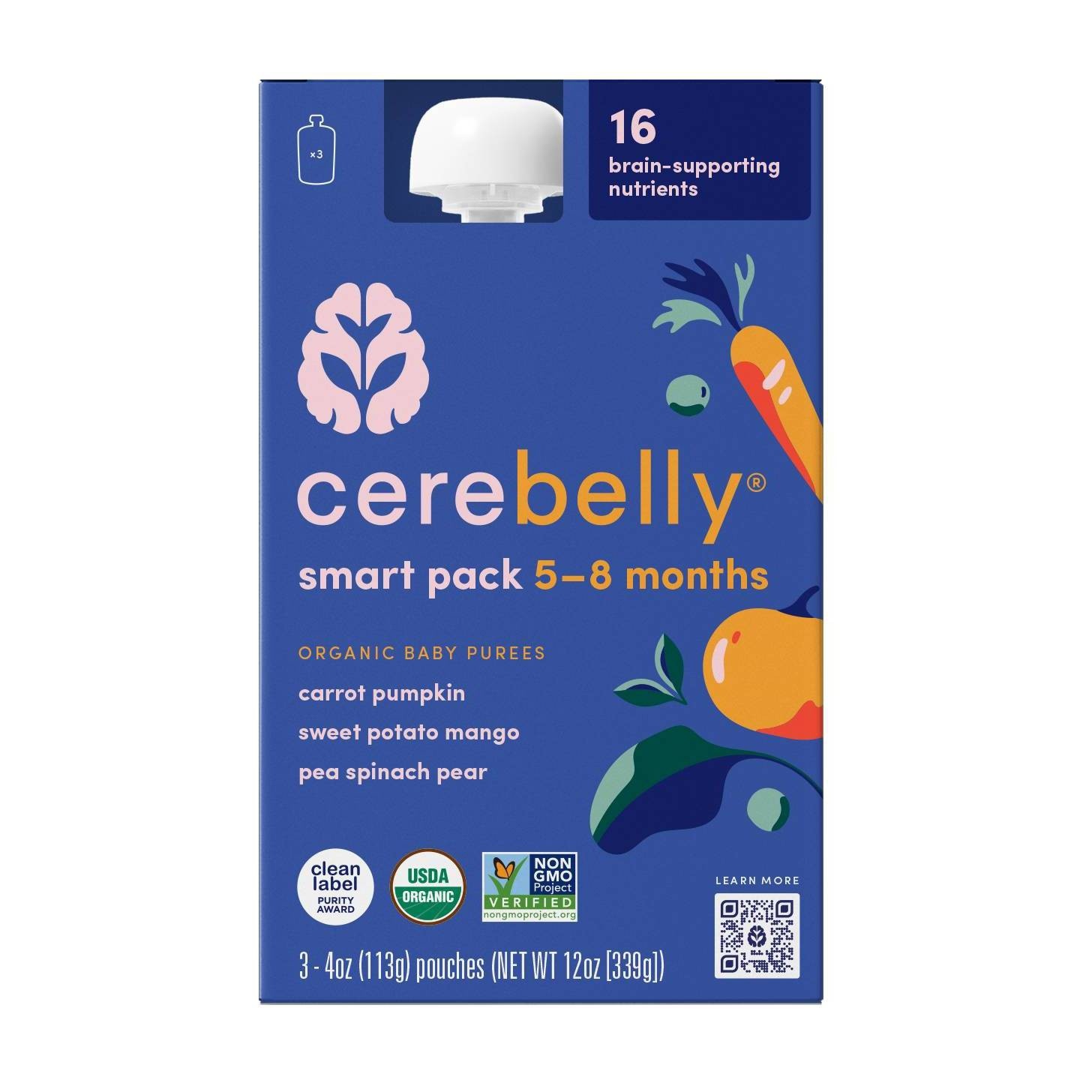 slide 1 of 10, Cerebelly Clean Label Project Purity Award Winning, 5-7 Months Organic Baby Food - 3pk/12oz, 3 ct; 12 oz