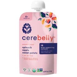 Cerebelly Organic Spinach, Apple and Sweet Potato Baby Food Pouch - 4oz