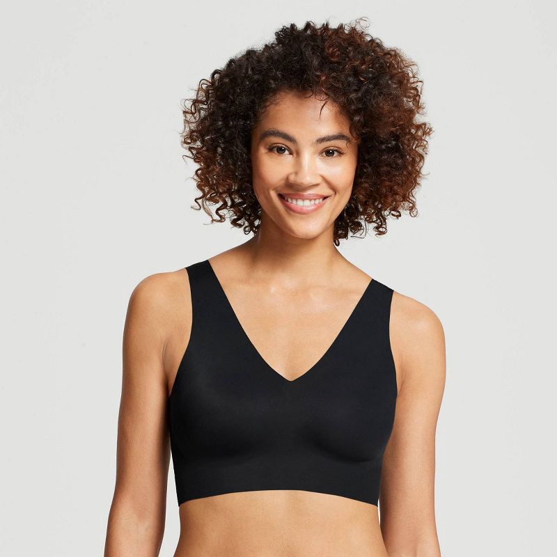 slide 1 of 5, True & Co. True Everybody Women's V Neck Bra - Black 3X: Light Support, Wireless, Removable Padding, 1 ct