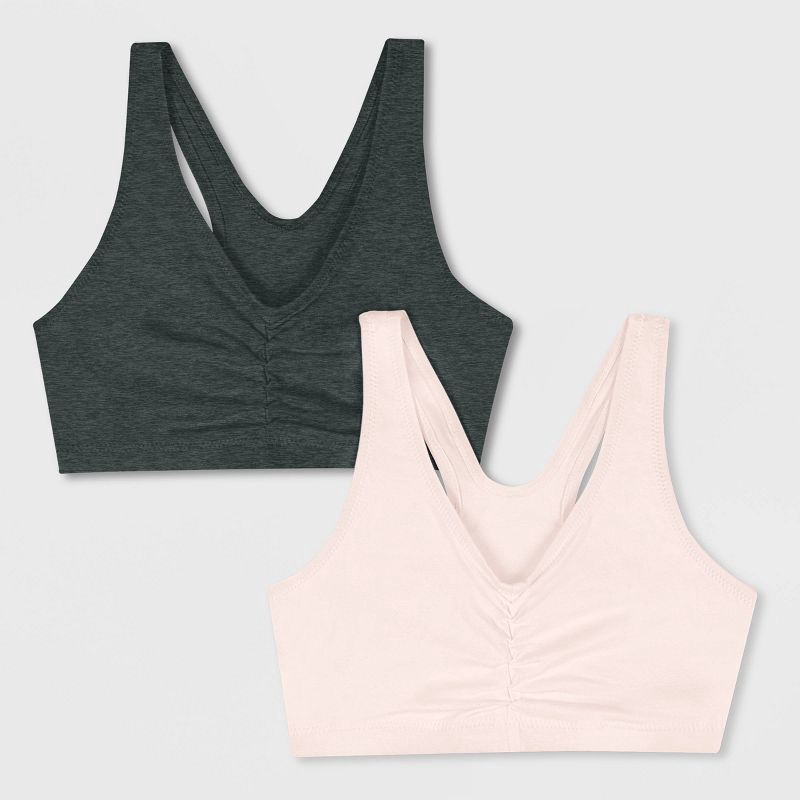 Hanes Women's 2pk Comfort Flex Fit Bra - Dark Gray/Light Pink XL 1 ct