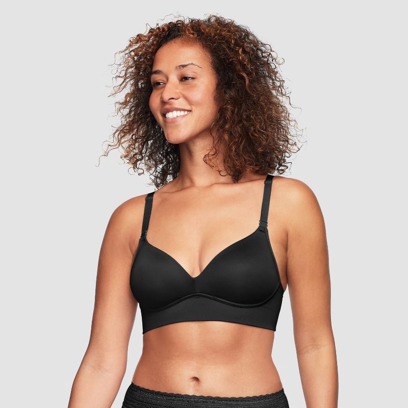 slide 1 of 5, Simply Perfect by Warner's Women's Longline Convertible Wirefree Bra - Black 34B: Medium Support, Lightly Lined, 1 ct