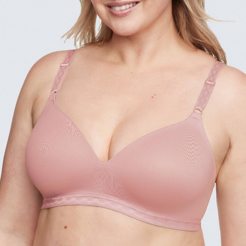 slide 4 of 8, Simply Perfect by Warner's Women's Supersoft Wirefree Bra - Mauve 34C: Medium Support, Padded Wireless, Adjustable Straps, 1 ct