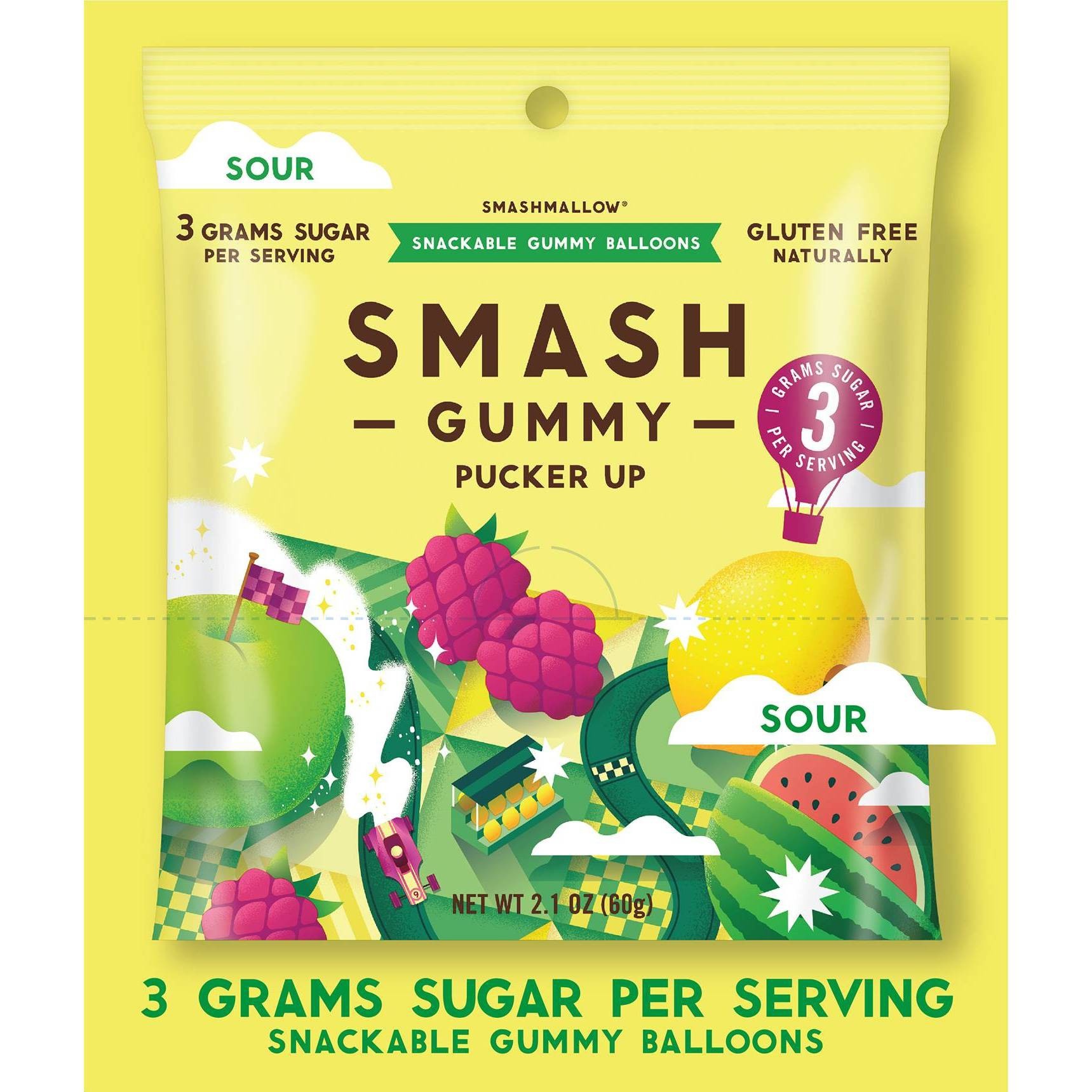 slide 1 of 3, SmashMallow Smash Gummmy Sour "Pucker Up", 2.1 oz