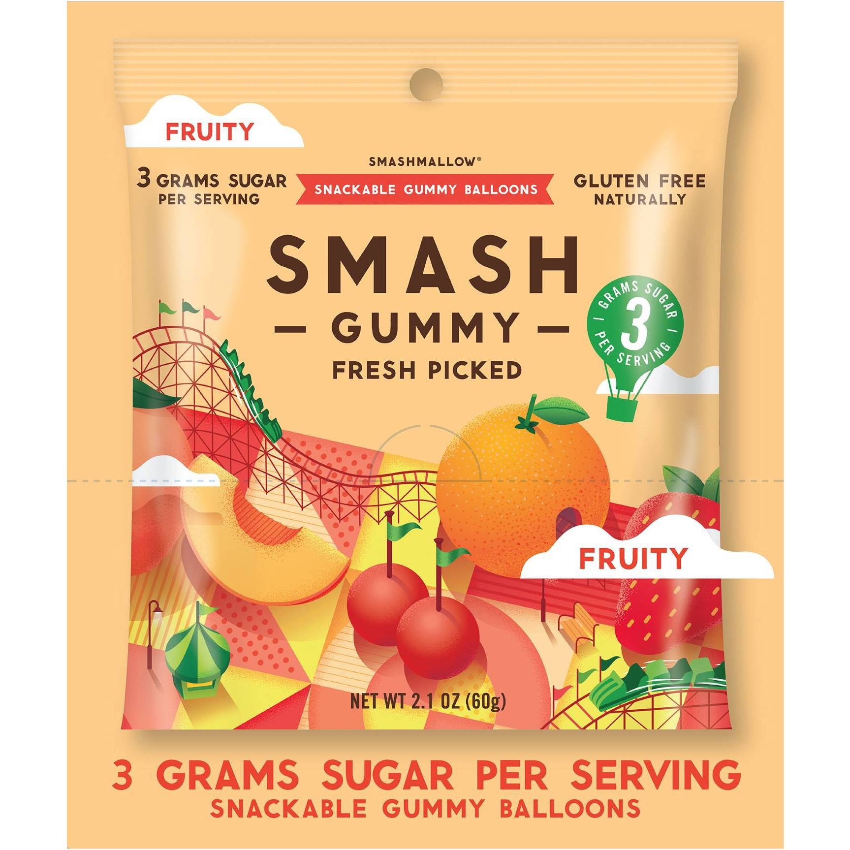 slide 1 of 2, SmashMallow Smash Gummy Fruity "Fresh Picked", 2.1 oz