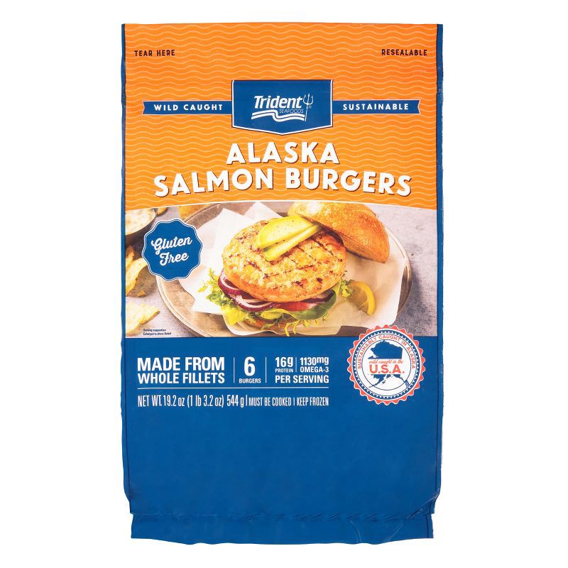 slide 1 of 5, Trident Seafoods Trident Wild Caught Alaska Salmon Burger Patties - Frozen - 6pk/19.2oz, 6 ct; 19.2 oz