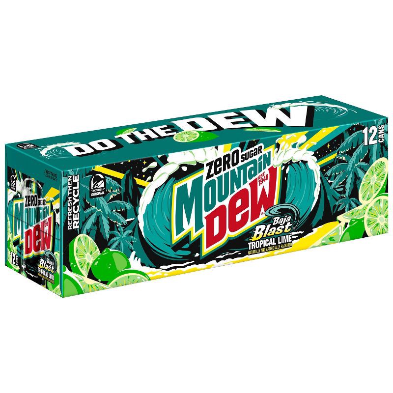 slide 2 of 8, Mtn Dew Mountain Dew Baja Blast Zero Sugar - 12pk/12 fl oz Cans, 12 ct; 12 fl oz