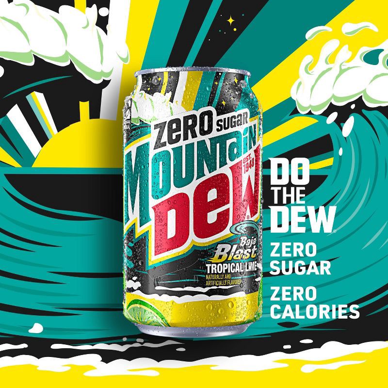 slide 4 of 8, Mtn Dew Mountain Dew Baja Blast Zero Sugar - 12pk/12 fl oz Cans, 12 ct; 12 fl oz