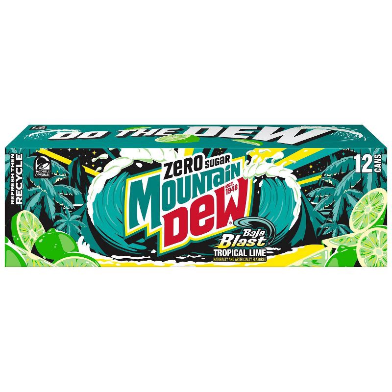 slide 5 of 8, Mtn Dew Mountain Dew Baja Blast Zero Sugar - 12pk/12 fl oz Cans, 12 ct; 12 fl oz