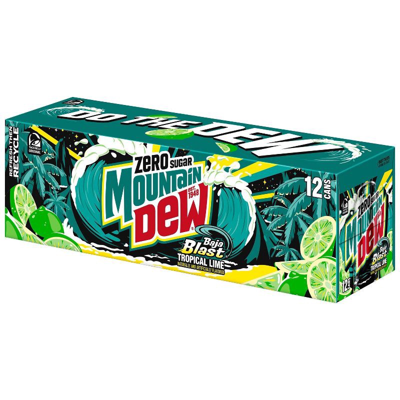 slide 6 of 8, Mtn Dew Mountain Dew Baja Blast Zero Sugar - 12pk/12 fl oz Cans, 12 ct; 12 fl oz