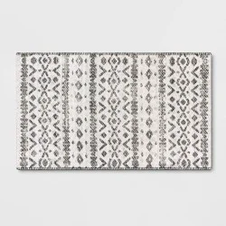 2'3"x3'9" Washable Luna Aztec Diamond Printed Accent Rug Black - Threshold™: Geometric Bohemian Indoor Mat