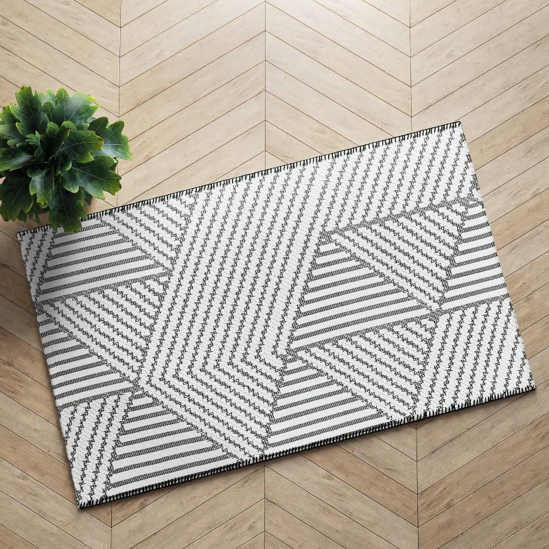 slide 2 of 4, 2'3"x3'9" Washable Geo Accent Rug Gray - Threshold™, 1 ct